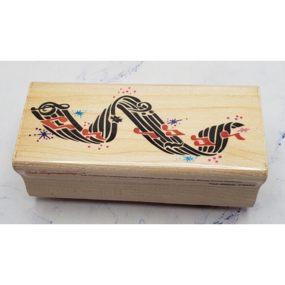 Music Wave Rubber Stampede Posh Impressions Wood Mounted Rubber Stamp